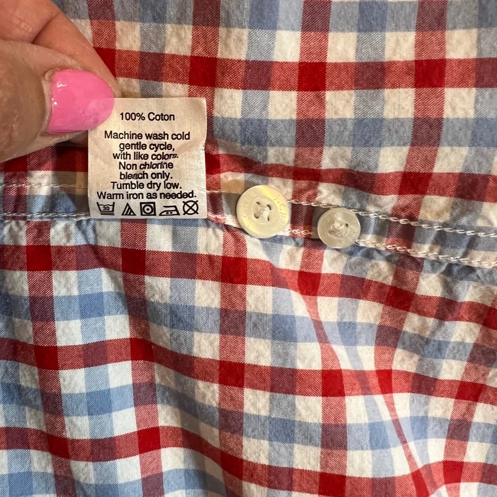 J. CREW blue and red check button down shirt Size XS Mens Womens Unisex EUC